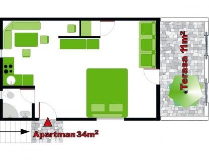 Apartmani na obali mora , Apartman ZELENI, Частный сектор жилья Крашичи, Черногория - APARTMAN zeleni